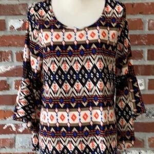 30. Carrie Allen printed top with bell sleeves